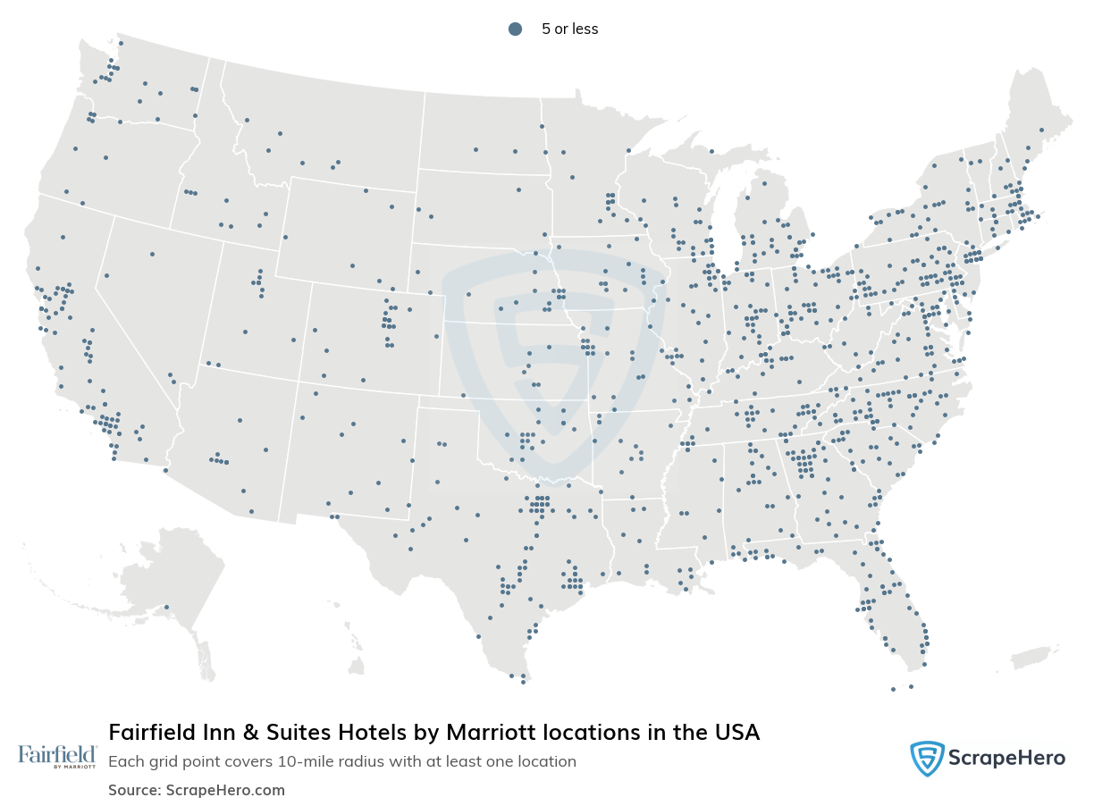 Map of  locations in the United States in 2025