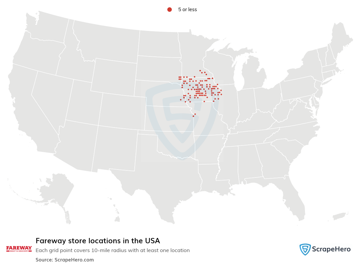 Map of Fareway stores in the United States