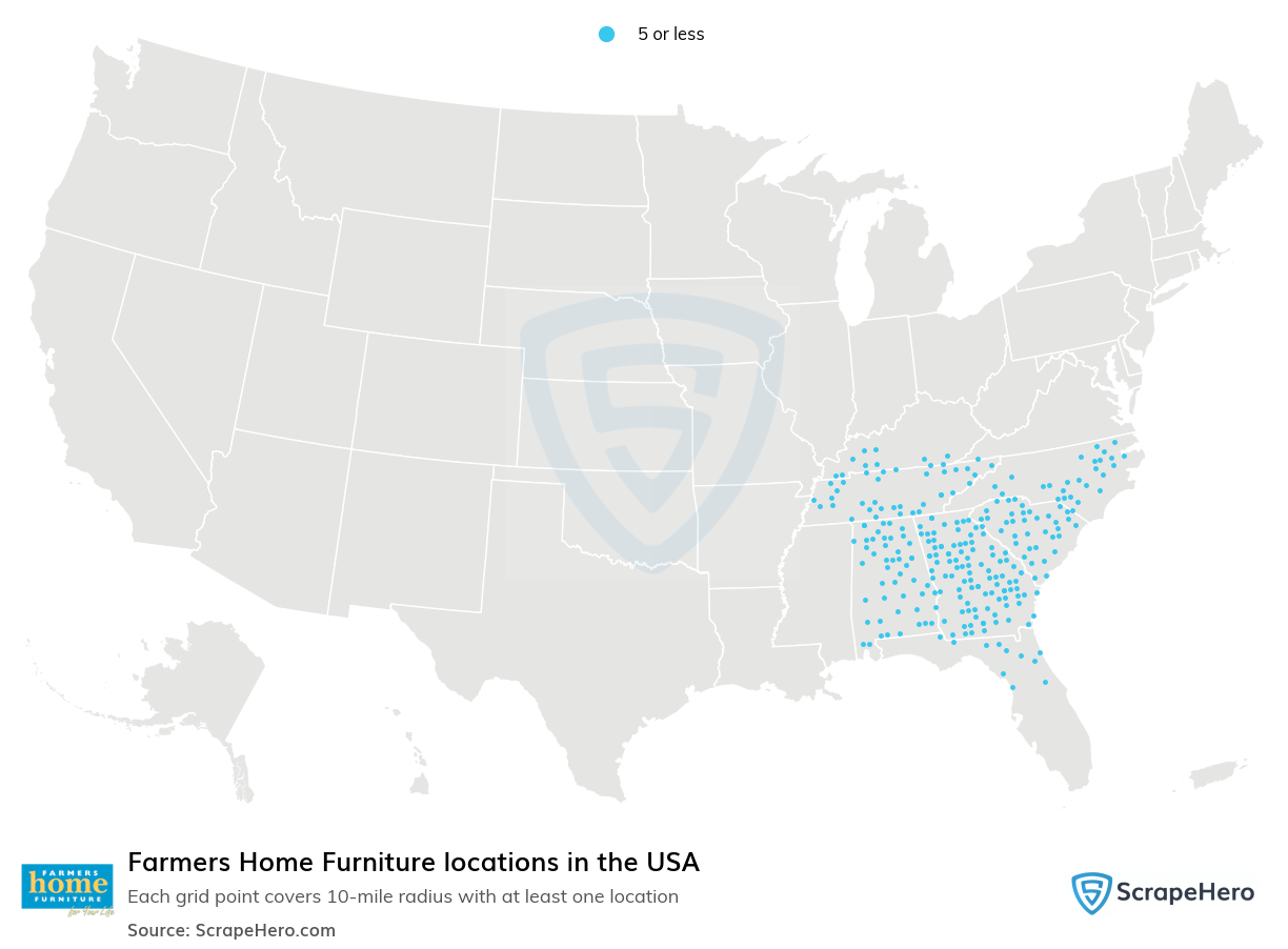 Map of  locations in the United States in 2025