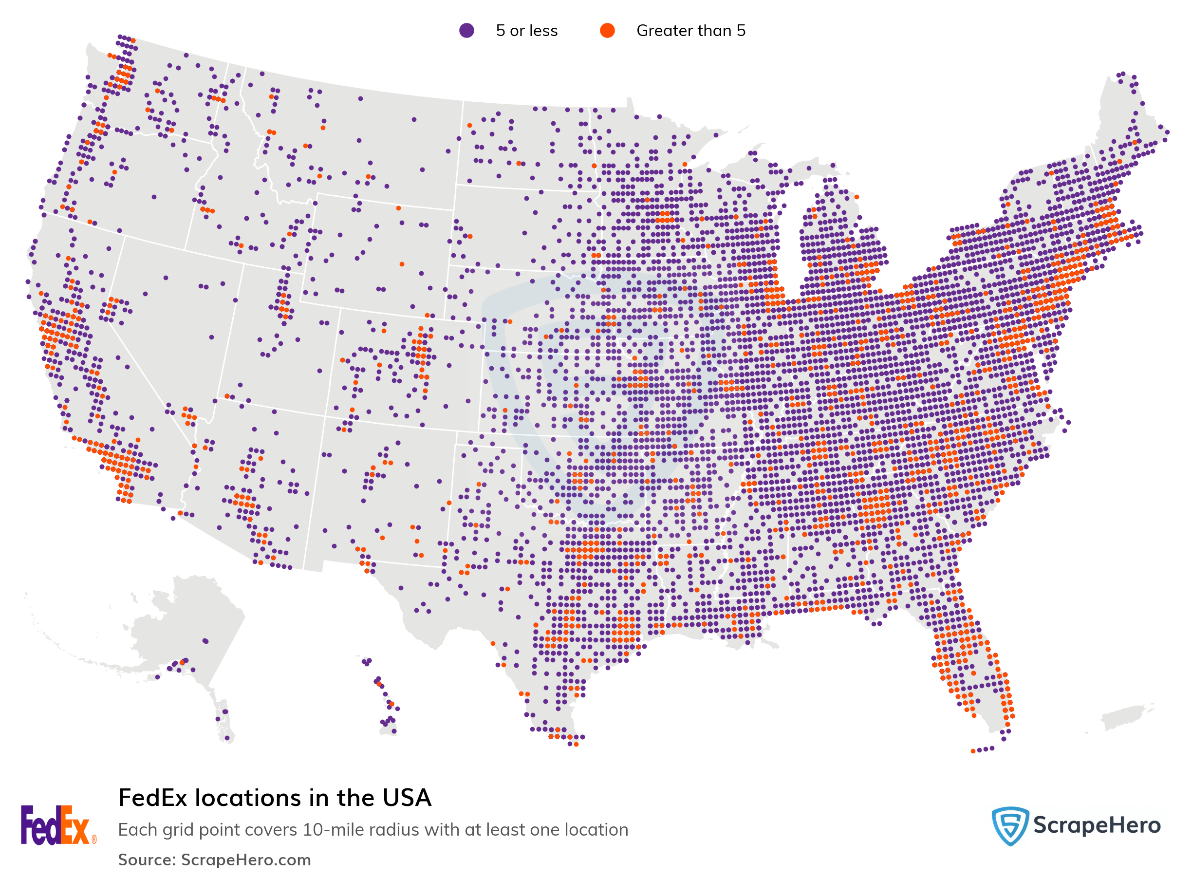 Number of FedEx locations in the USA in 2024 ScrapeHero