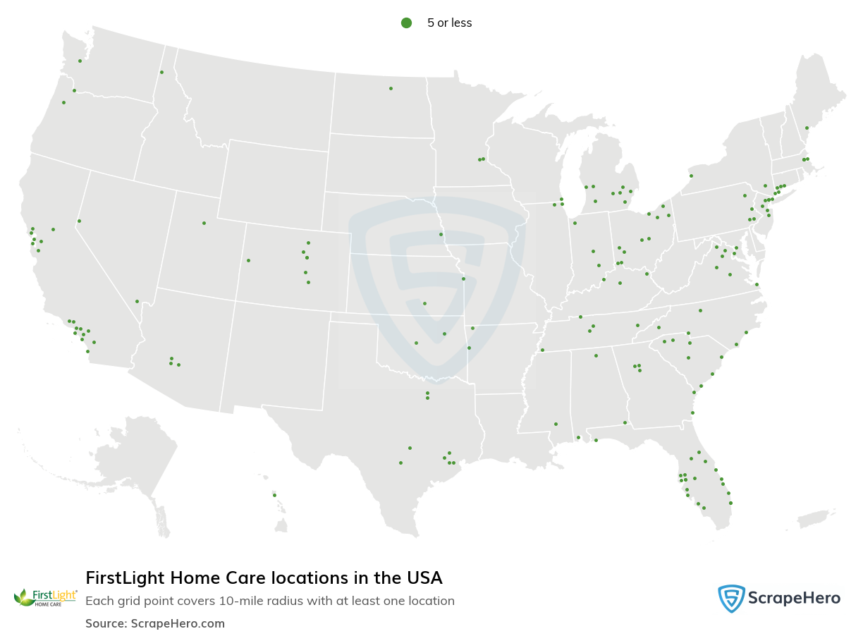 Map of  locations in the United States in 2024