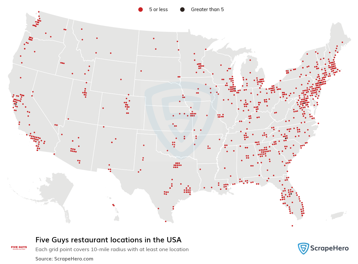 Five Guys restaurant locations