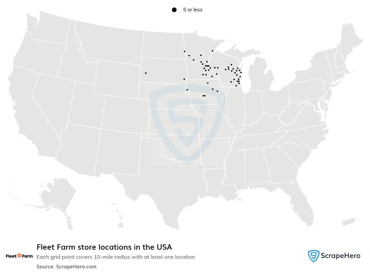 Map of Fleet Farm stores in the United States