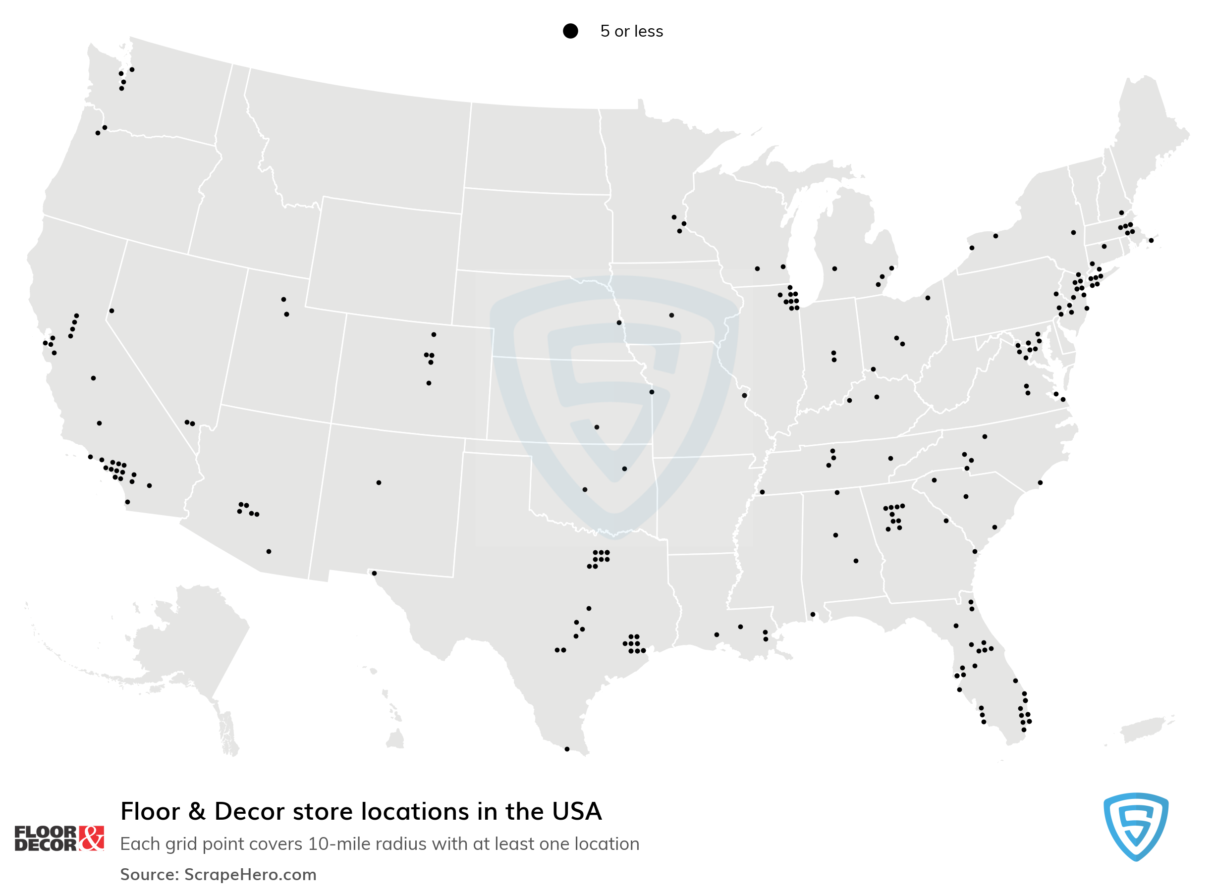 Number of Floor & Decor locations in the United States in 2021 | ScrapeHero