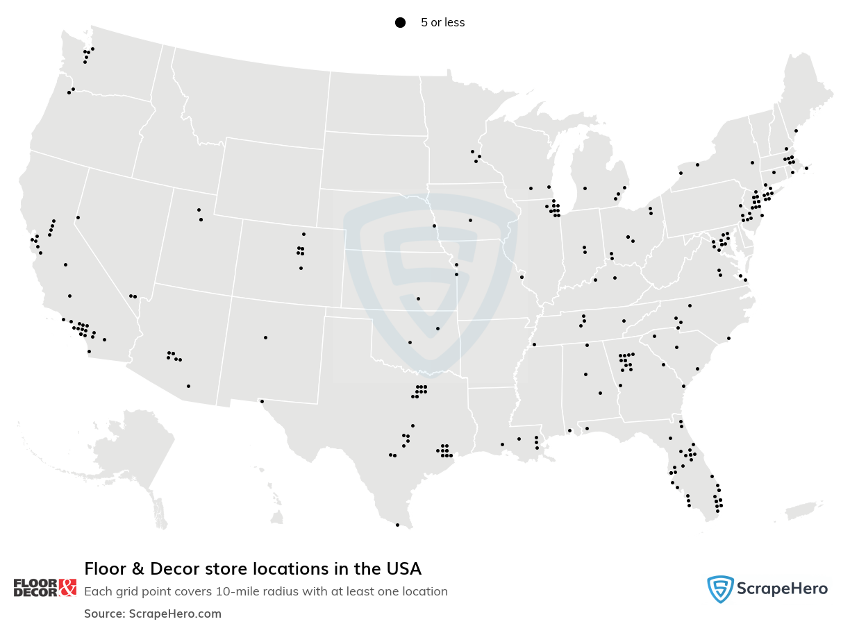 Map of Floor & Decor stores in the United States