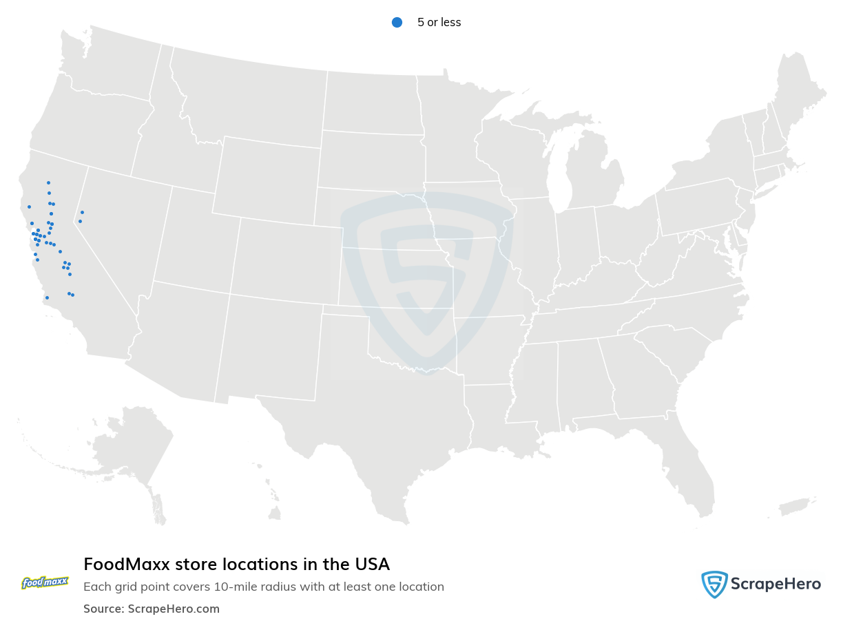 Map of FoodMaxx stores in the United States