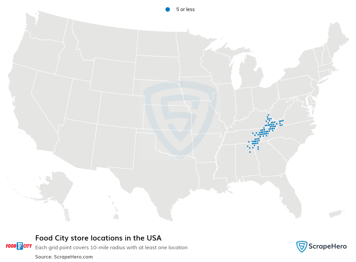 Map of  locations in the United States in 2024