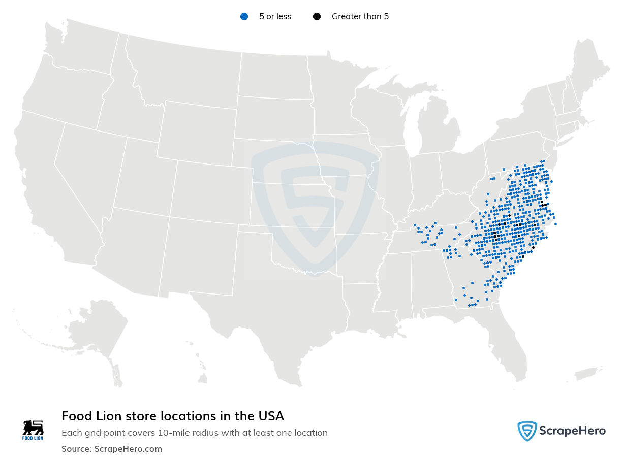 Map of  locations in the United States in 2024