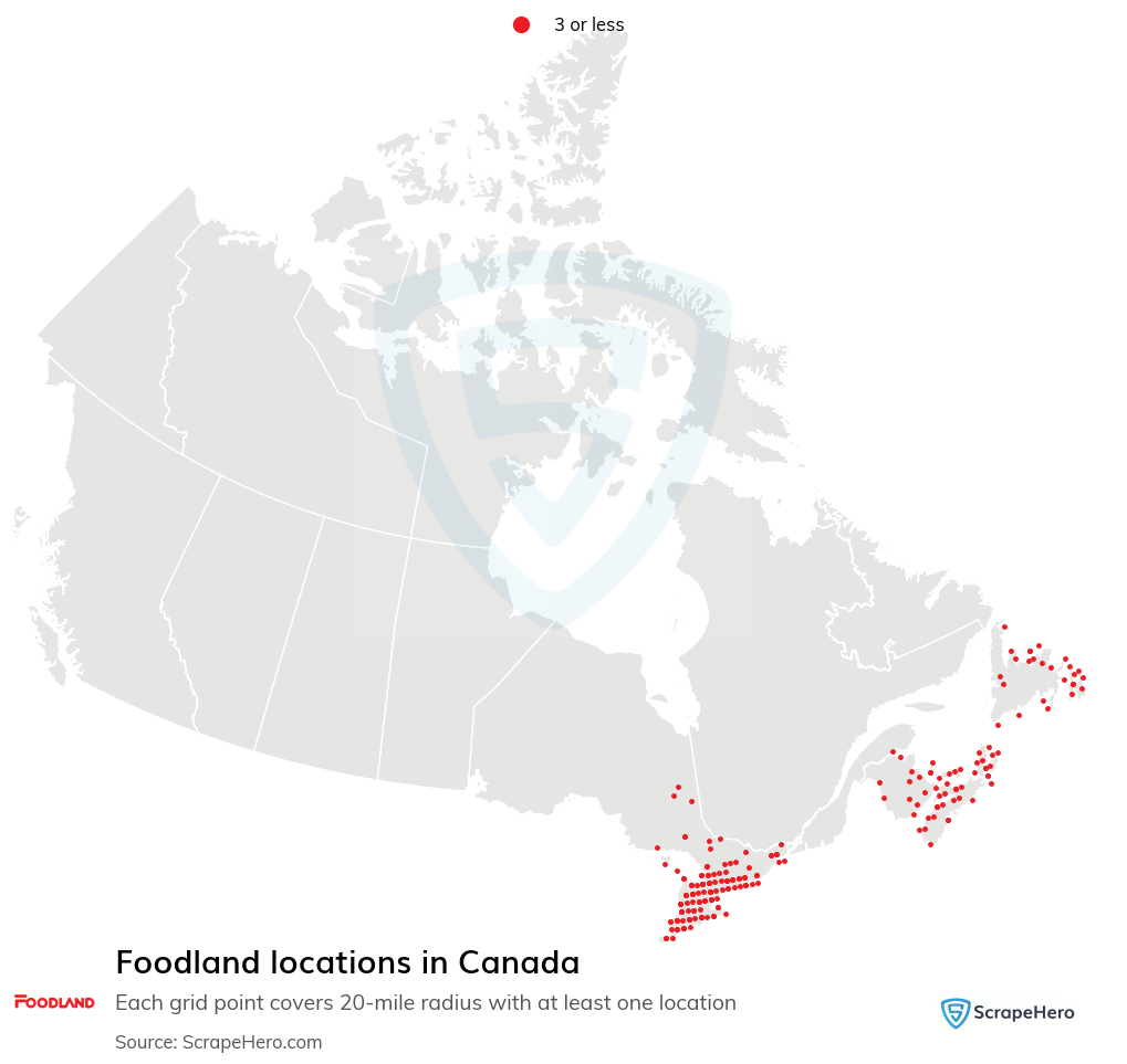 Map of Foodland stores in Canada