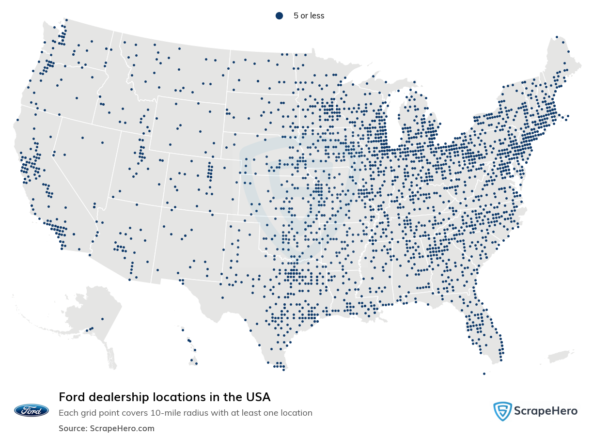 Map of  locations in the United States in 2025