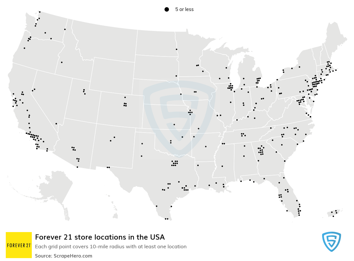 Forever 21 retail store locations