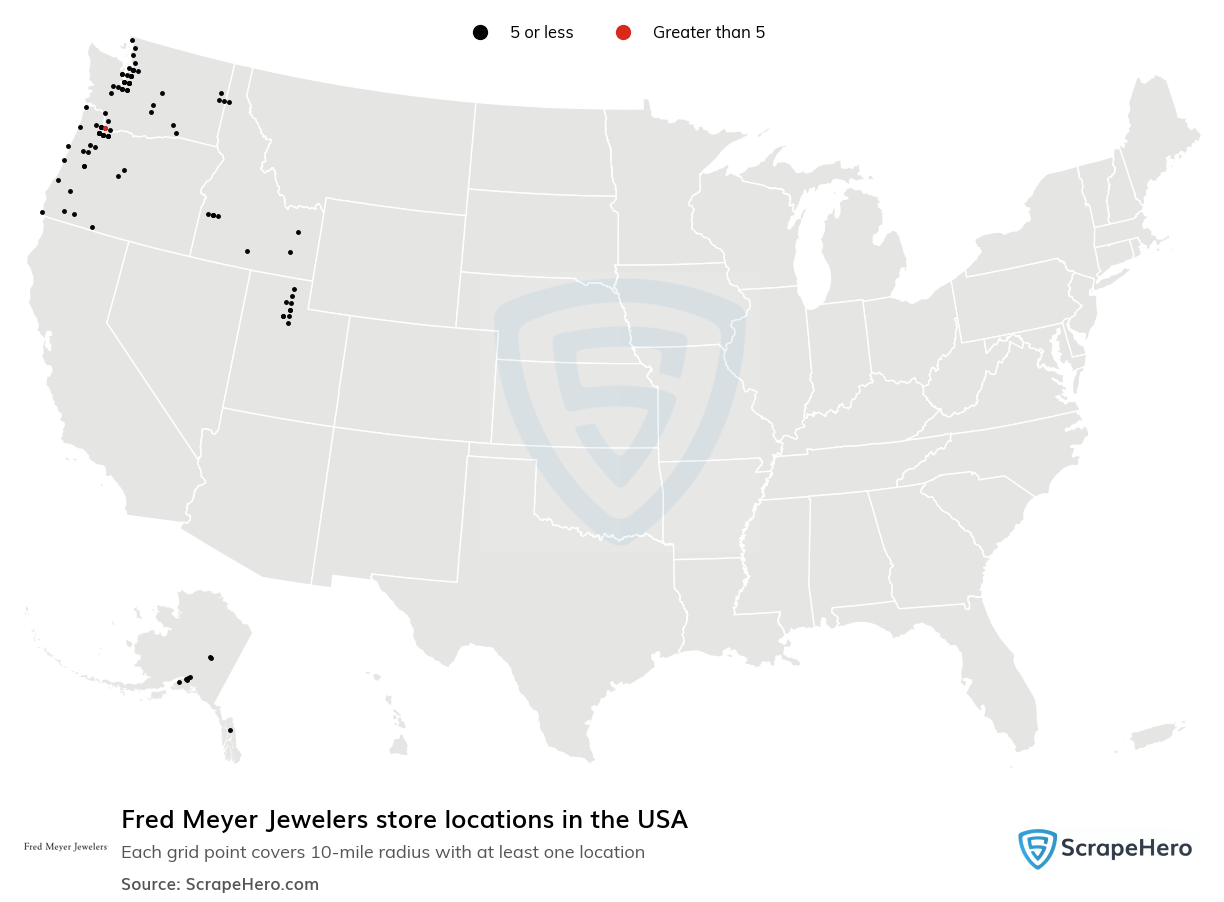 Map of  locations in the United States in 2024