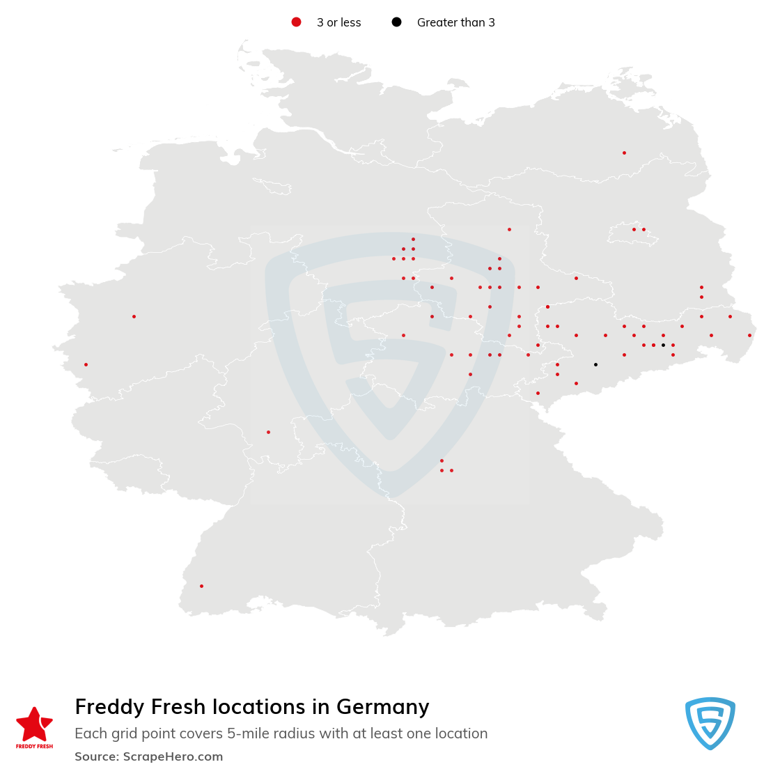 Map of Freddy Fresh stores in Germany