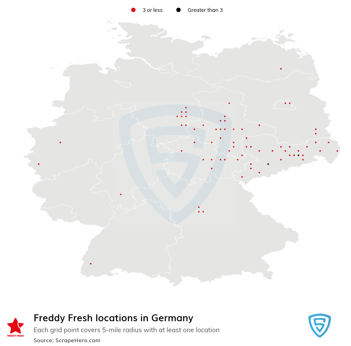 Map of Freddy Fresh restaurants in Germany