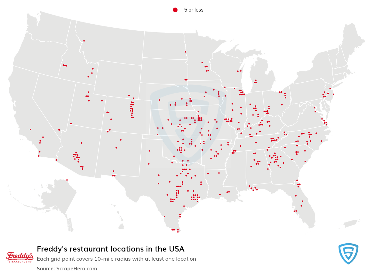Map of Freddy's stores in the United States