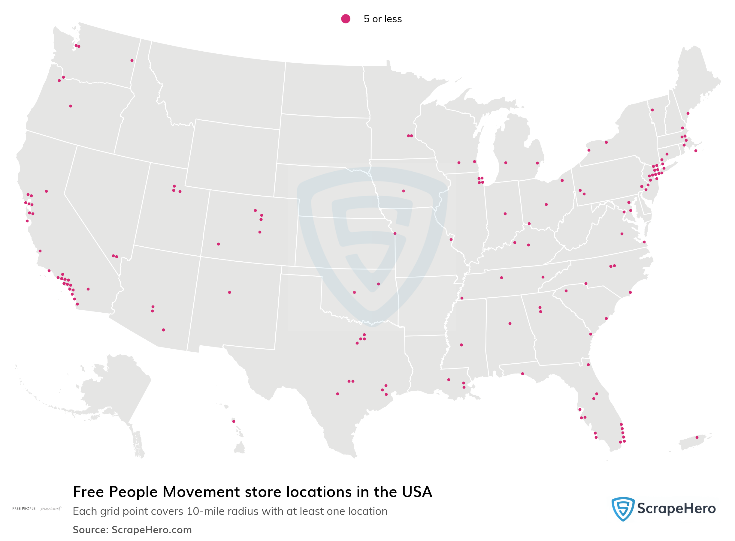 Number of Free People Movement locations in the USA in 2023