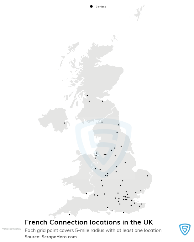 Map of French Connection stores in the United Kingdom
