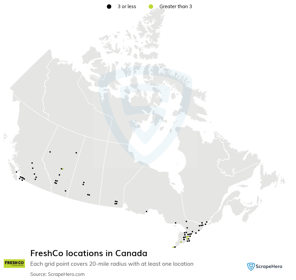 Map of FreshCo stores in Canada