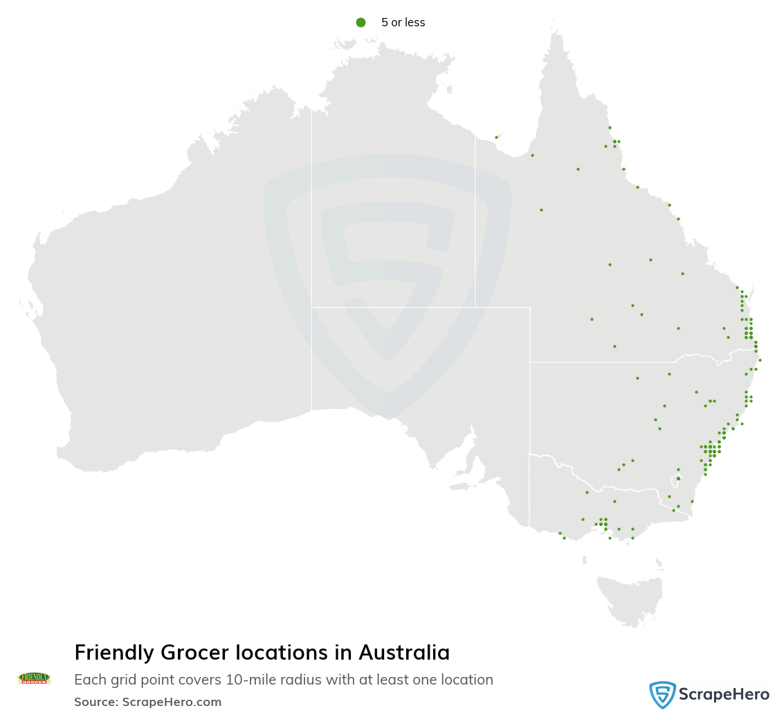 Map of Friendly Grocer stores in Australia