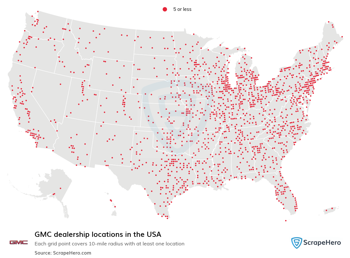 Map of  locations in the United States in 2025