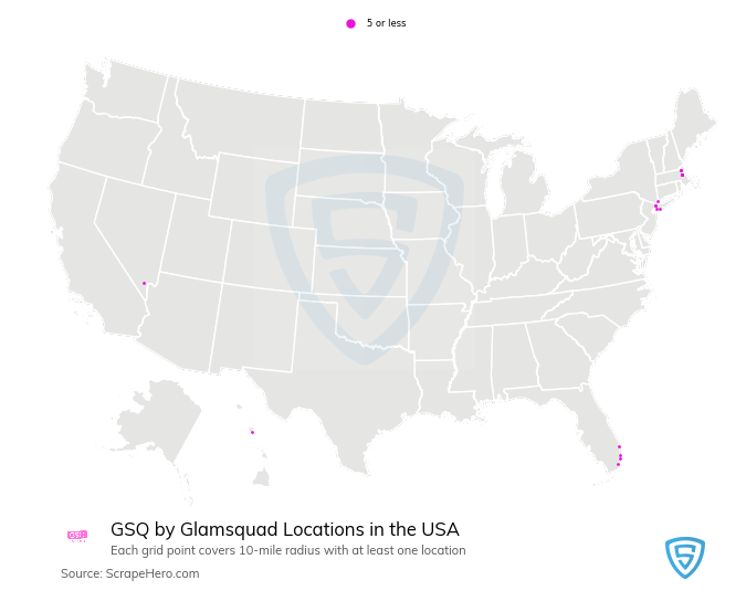 Map of GSQ by Glamsquad stores in the United States