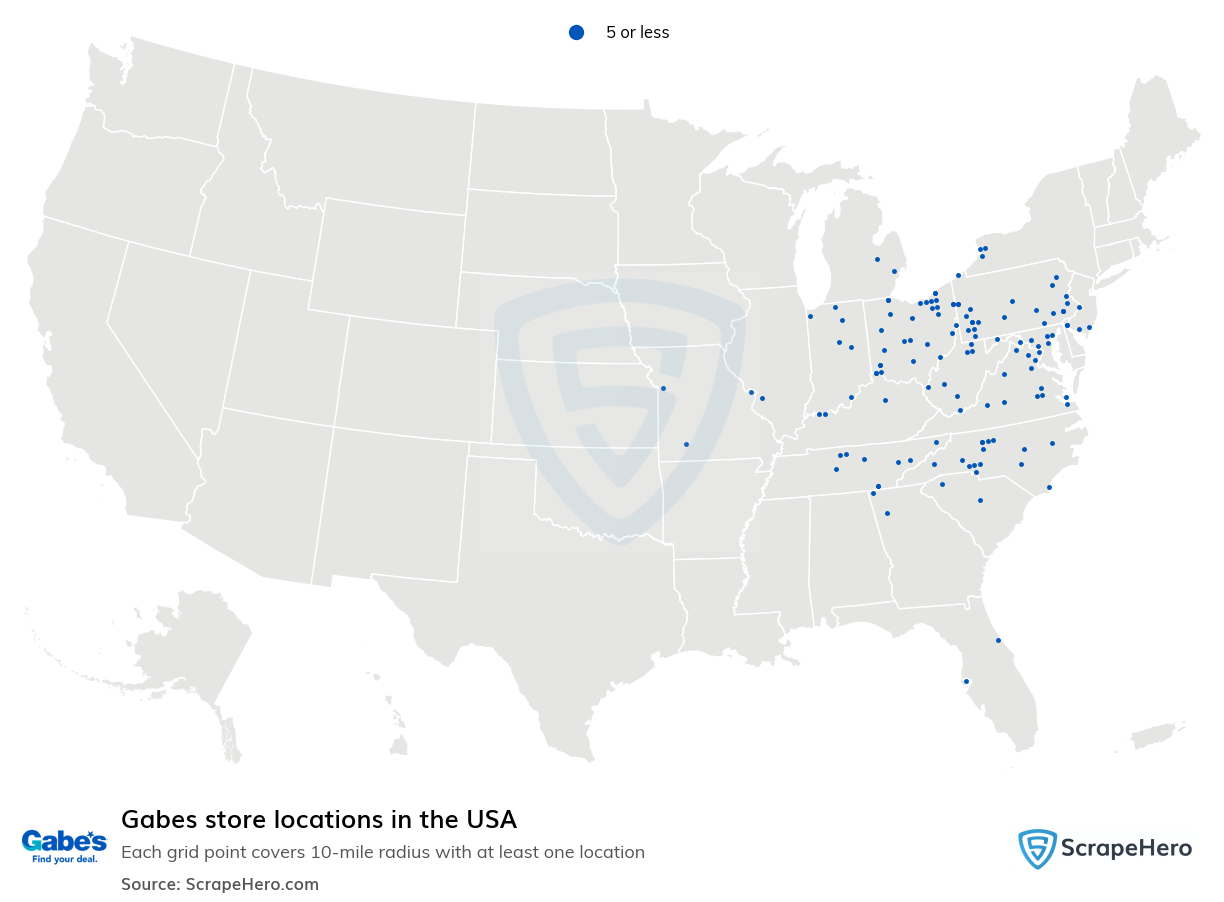 Map of  locations in the United States in 2025