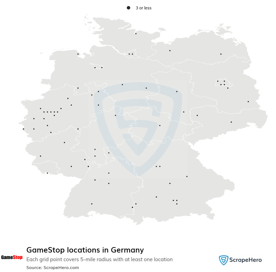 Map of GameStop stores in Germany