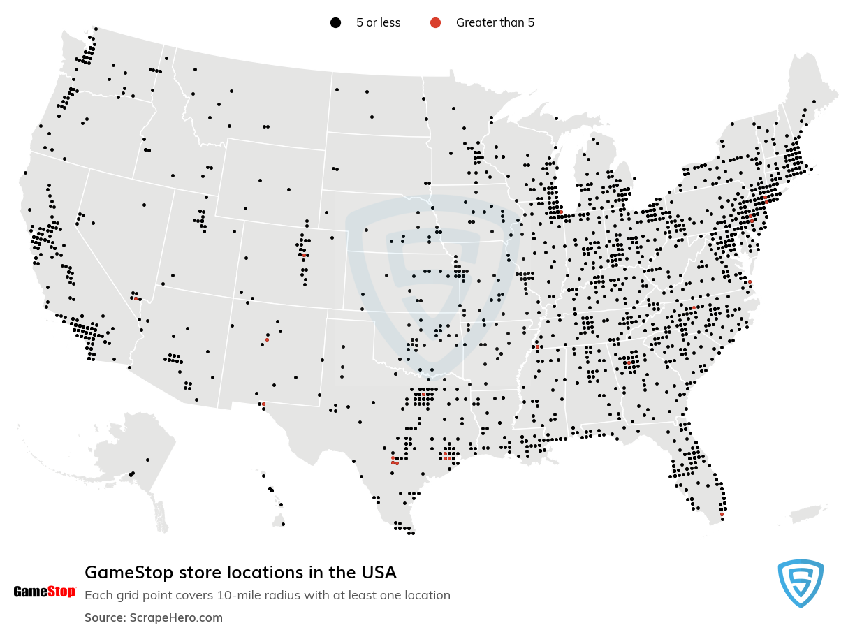 Map of  locations in the United States in 2025