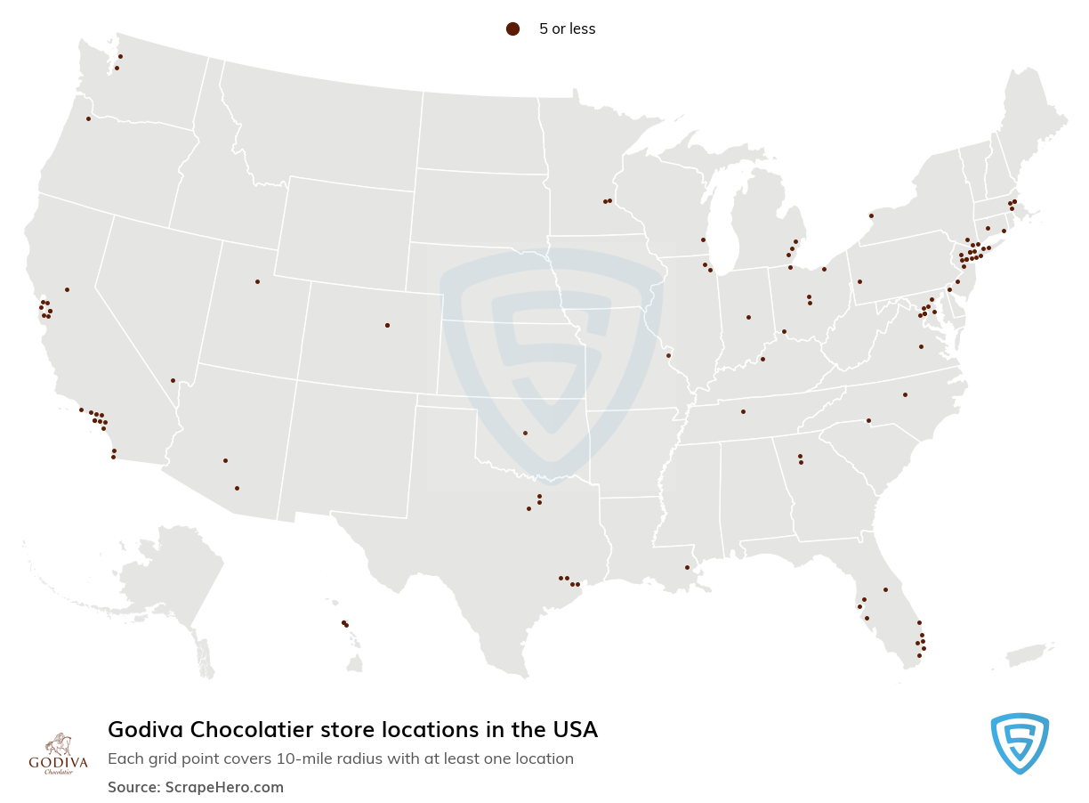 Godiva Chocolatier store locations