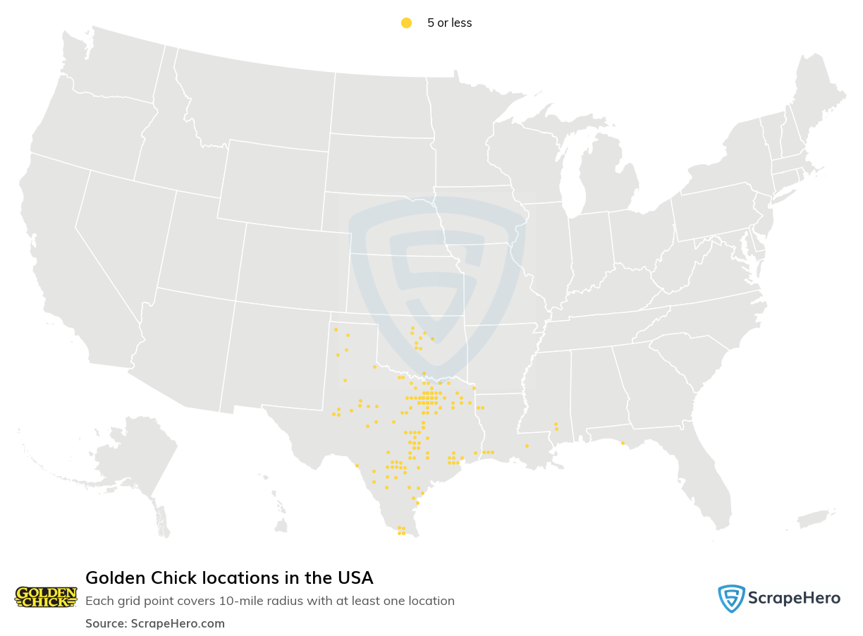 Map of Golden Chick locations in the United States