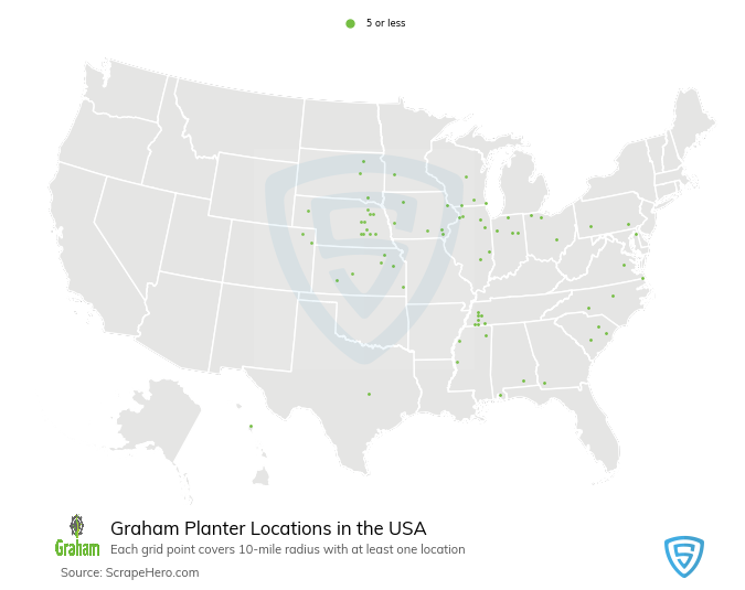 Number of Graham Planter locations in the USA in 2020 ScrapeHero