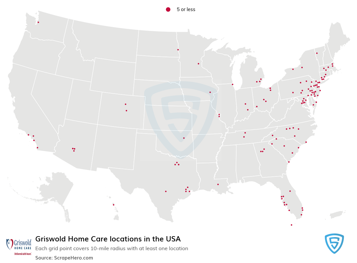 Map of  locations in the United States in 2024