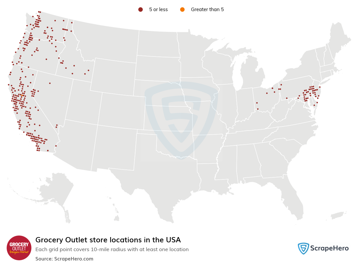 Map of Grocery Outlet stores in the United States