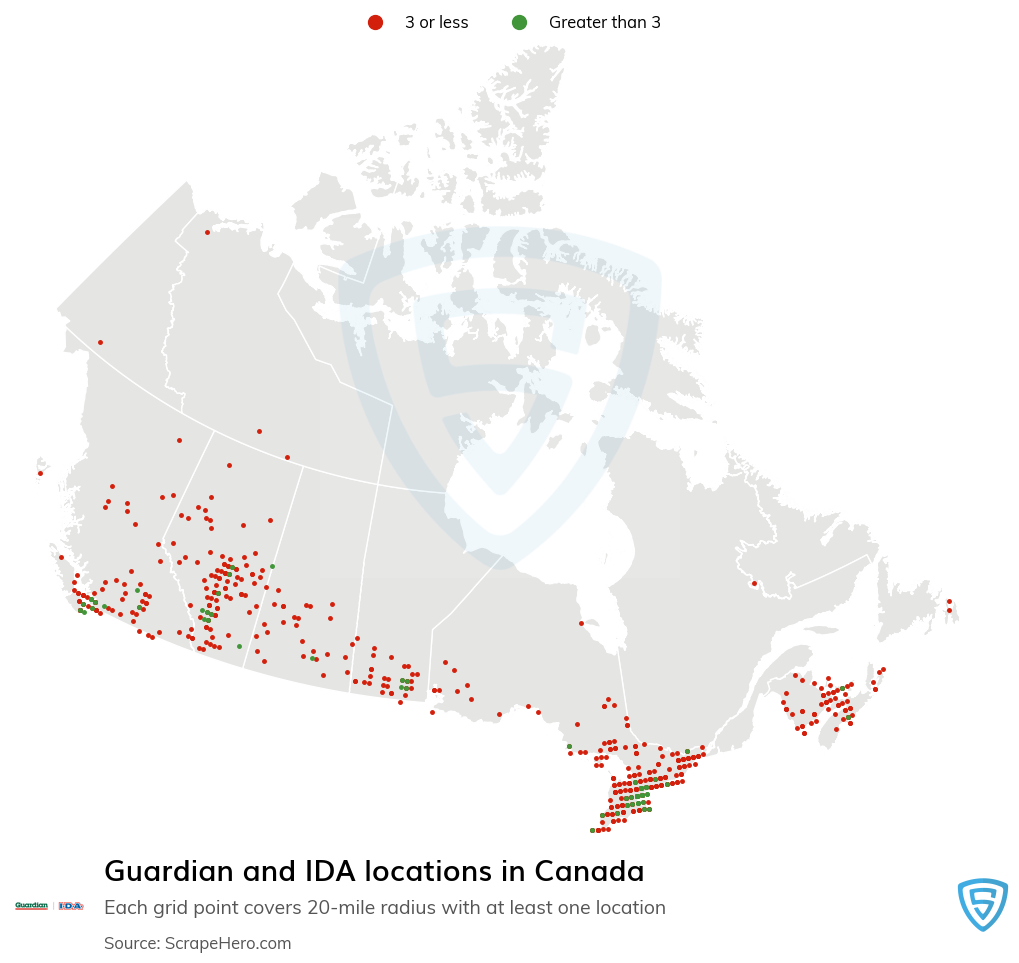 Map of  locations in Canada in 2024