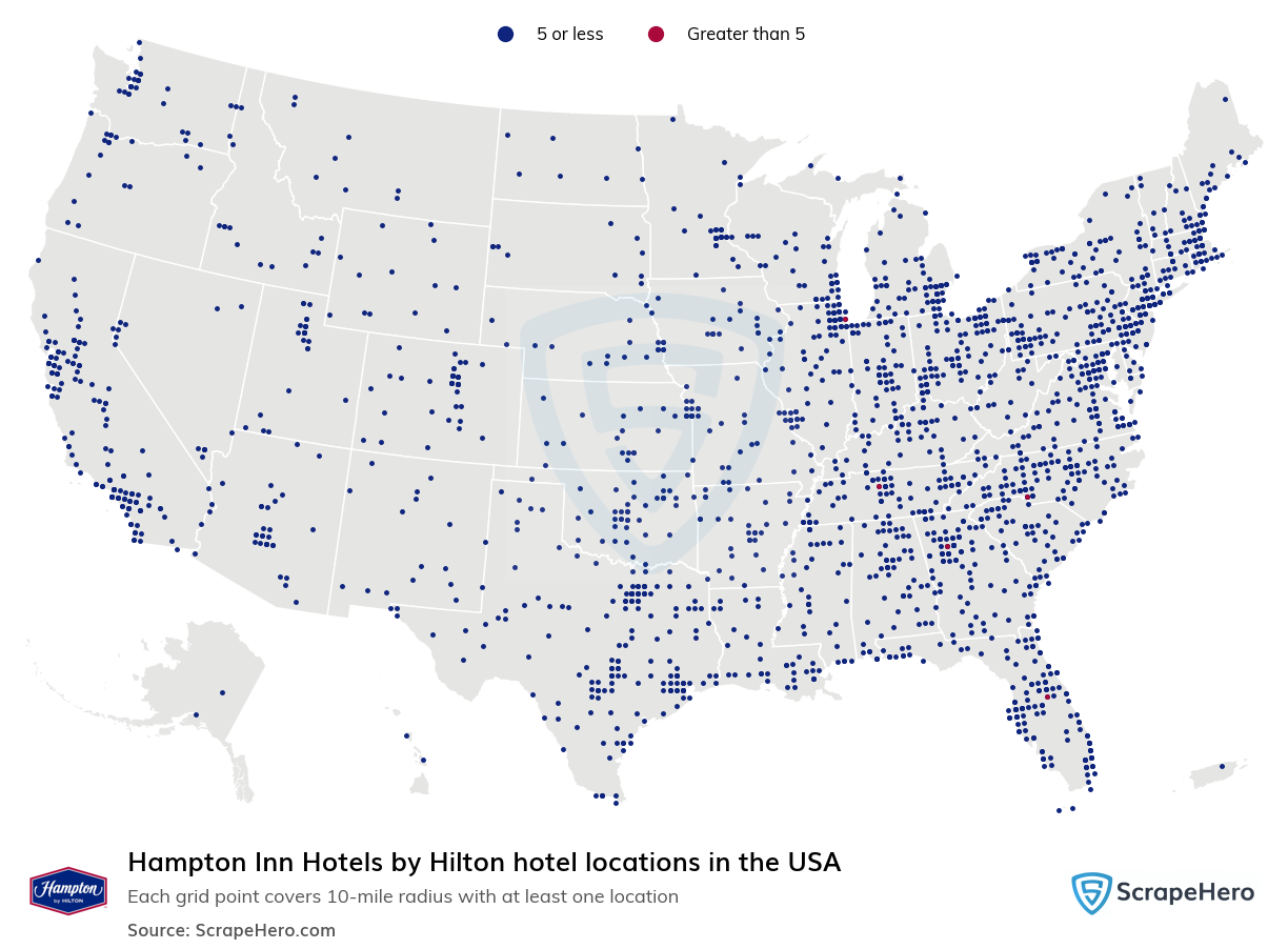 Map of  locations in the United States in 2025