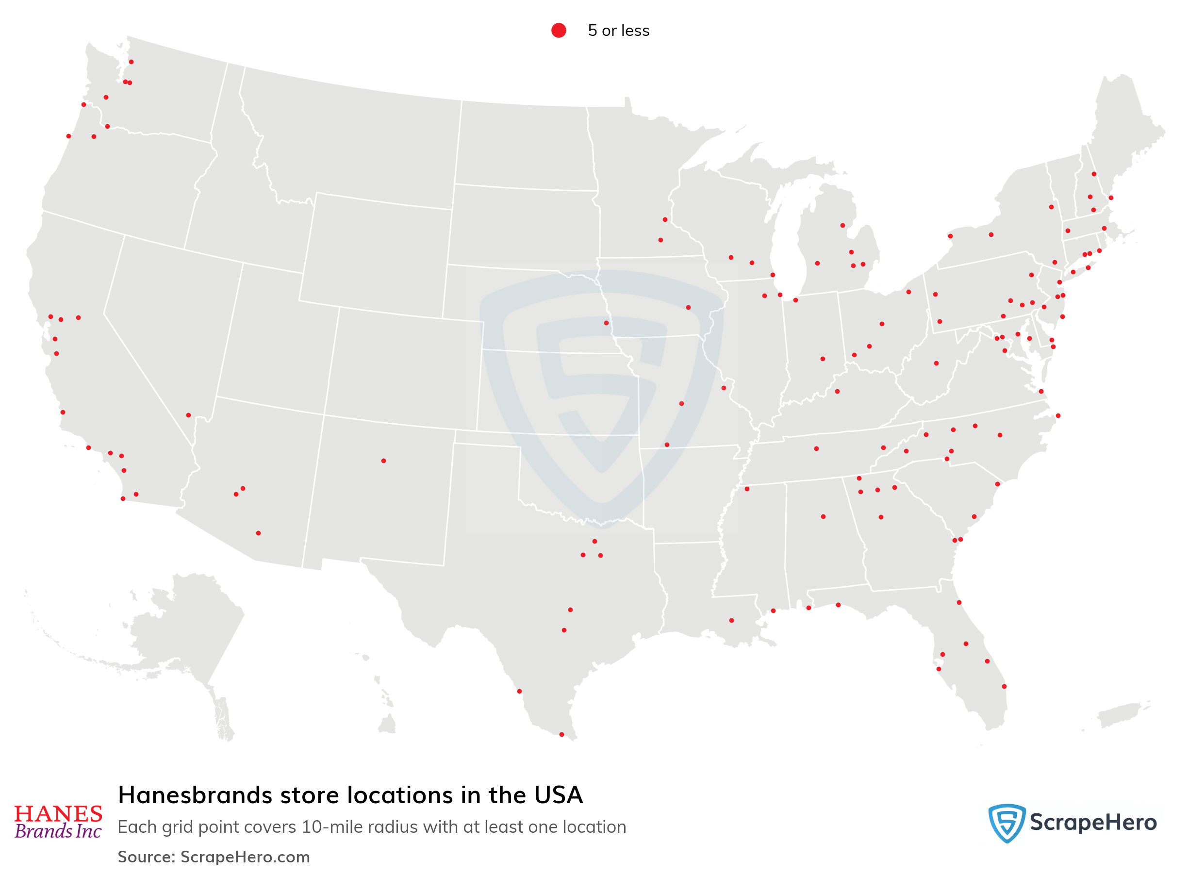 Costco Montana Locations Map Number Of Hanesbrands Locations In The United States In 2022 Scrapehero