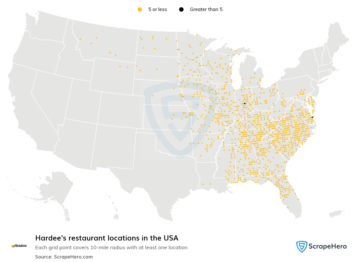 Map of  locations in the United States in 2025
