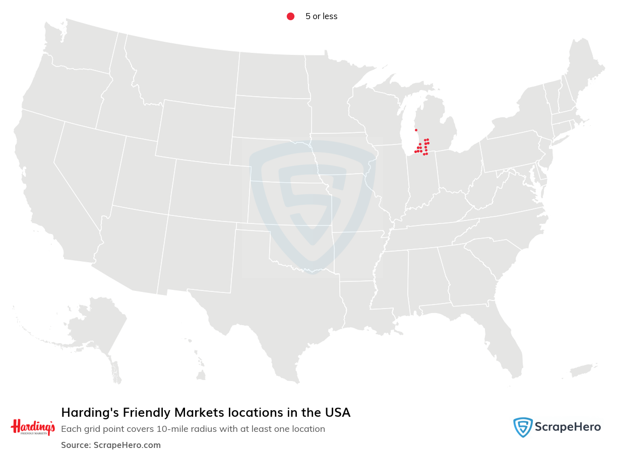 Map of  locations in the United States in 2025