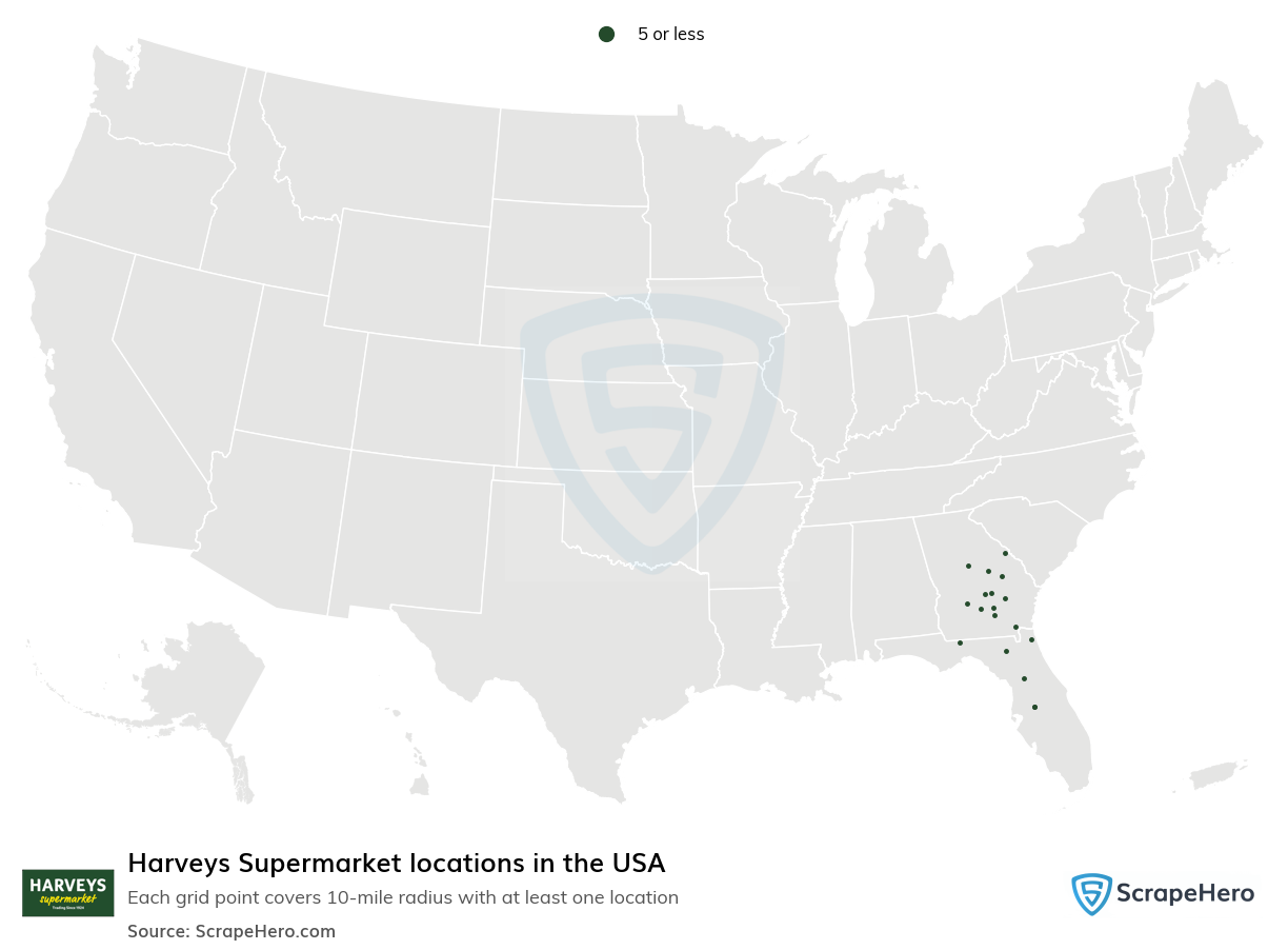 Map of  locations in the United States in 2024
