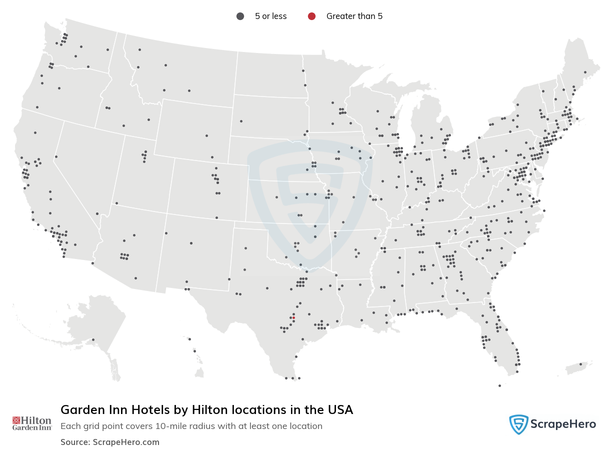 Map of  locations in the United States in 2025