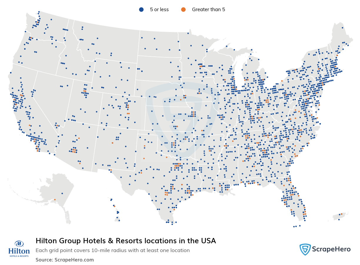 Map of  locations in the United States in 2024