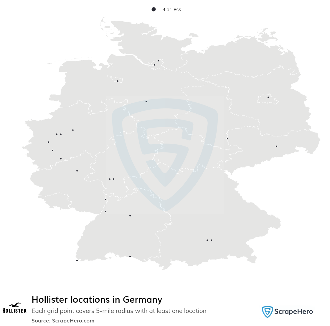 Map of Hollister stores in Germany