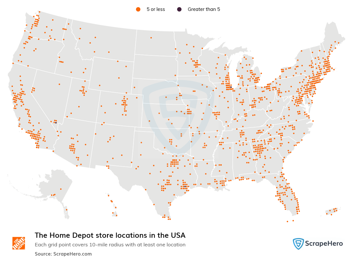 Number of The Home Depot locations in the USA in 2024 ScrapeHero