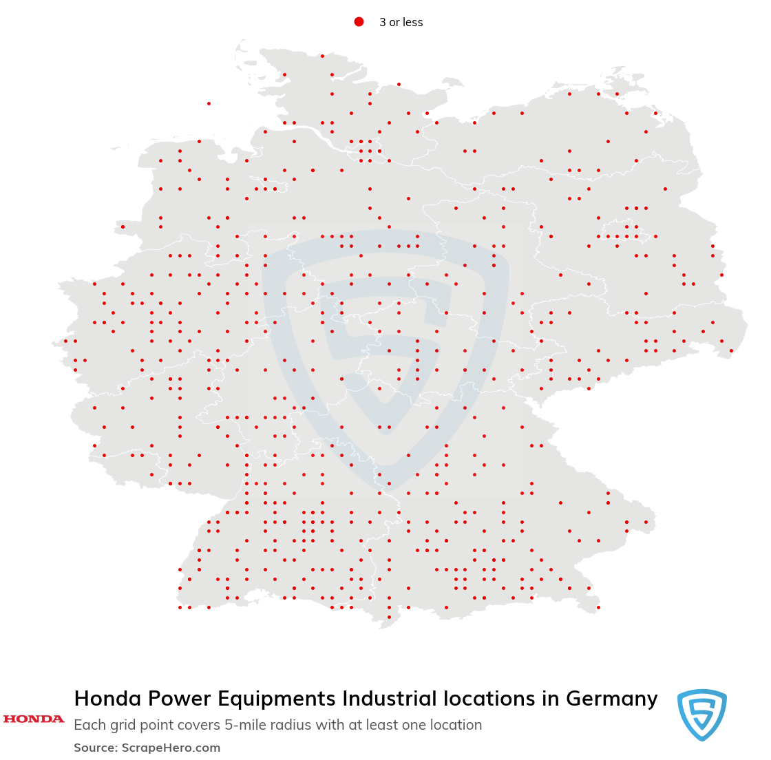 Map of Honda Power Equipments Industrial locations in Germany