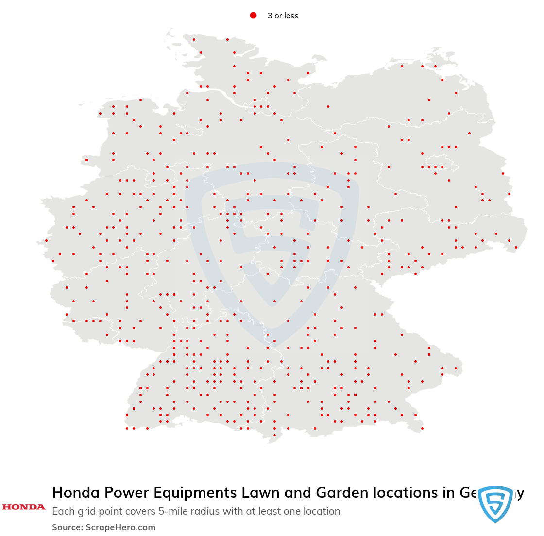 Map of Honda Power Equipments Lawn and Garden locations in Germany