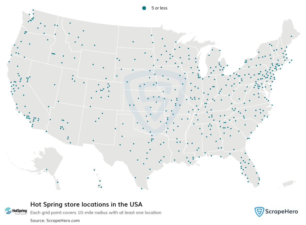 Map of Hot Spring stores in the United States