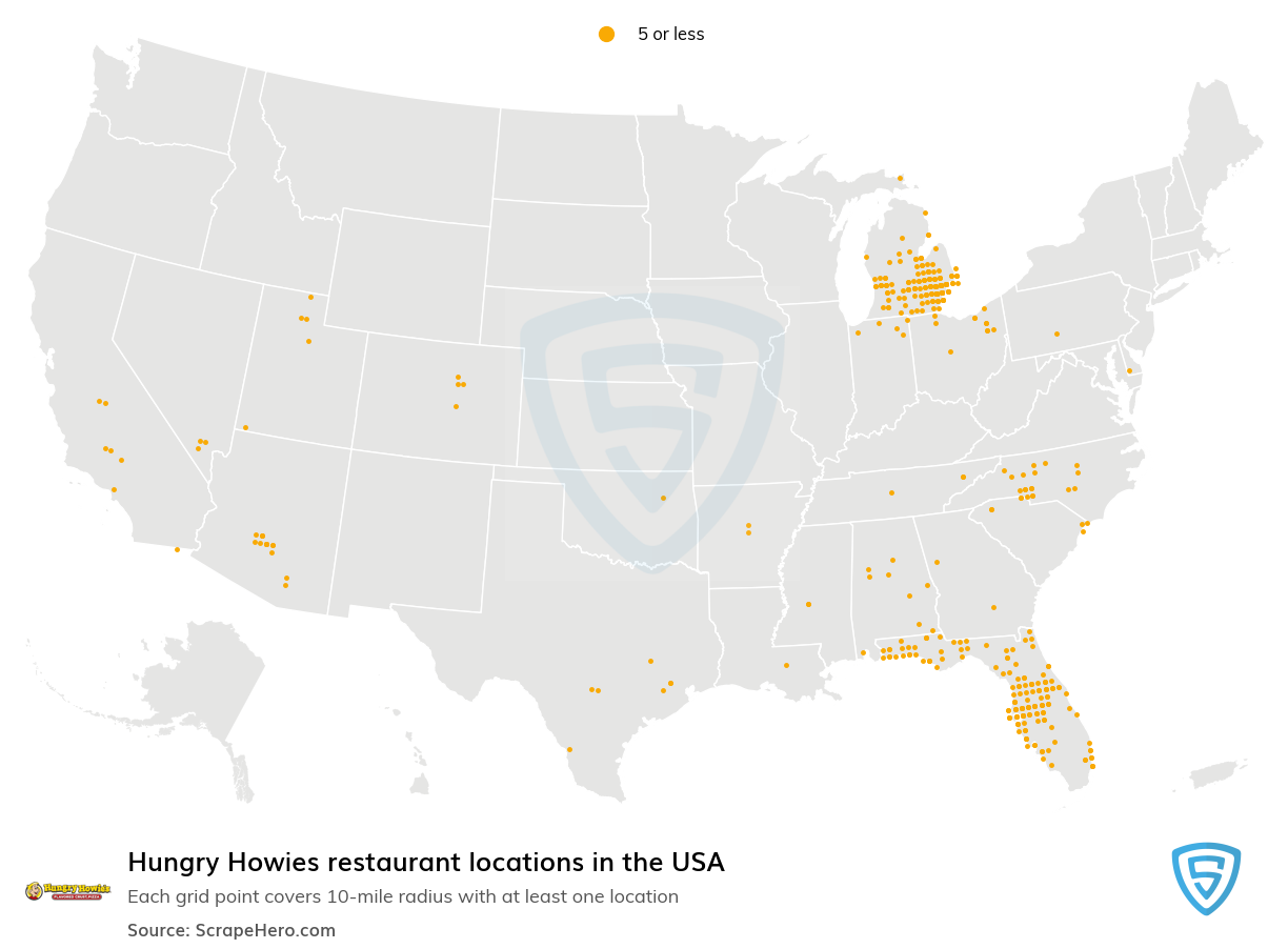 Map of  locations in the United States in 2025
