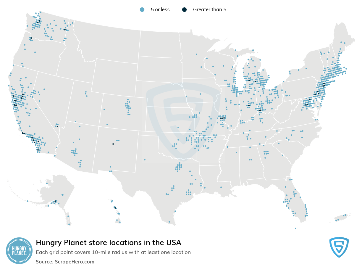 Map of Hungry Planet stores in the United States