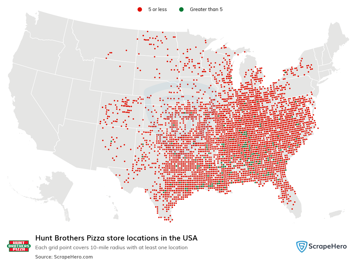 Map of  locations in the United States in 2024