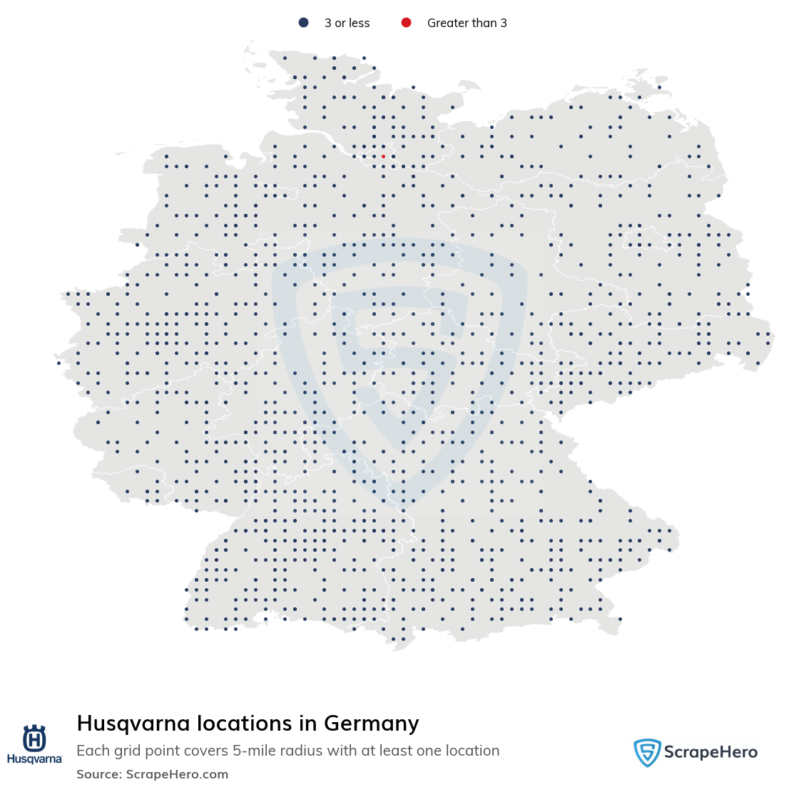 Map of Husqvarna dealerships in Germany